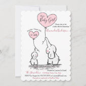 Invitation Baby shower rose, gris blanc (Devant)