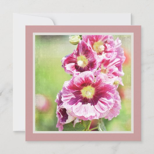 Invitation Baby shower rose Hollyhock Flowers (Devant)