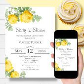Invitation Baby shower rose jaune