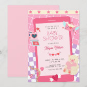 Invitation Baby shower rose joli (Devant / Derrière)