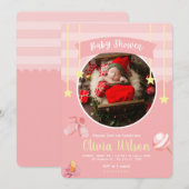 Invitation Baby shower rose jouant (Devant / Derrière)