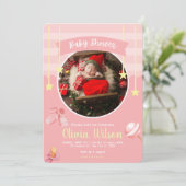 Invitation Baby shower rose jouant (Debout devant)