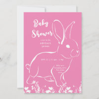 Baby shower rose lapin blanc