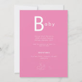 Invitation Baby shower rose lapin blanc (Dos)