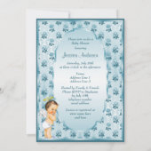 Invitation Baby shower Rose Little Boy Angel Blue (Dos)