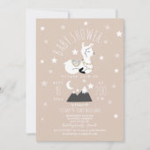Invitation Baby shower rose Llama Stars (Devant)