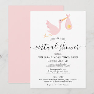 Invitation Baby shower rose longue distance virtuel en ligne
