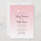 Invitation Baby shower rose Lune Star fille (Devant)