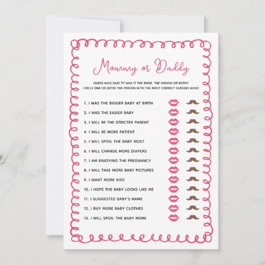 Invitation Baby shower rose main bébé maman ou papa (Devant)