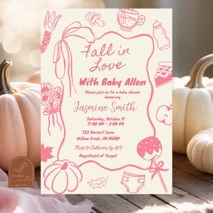 Invitation Baby Shower Rose Main Dans La Main Dessinée À La M