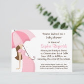 Invitation Baby shower rose maman moderne - Fille (Debout devant)