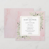Invitation Baby Shower Rose Marbre | Sprinkle (Devant / Derrière)