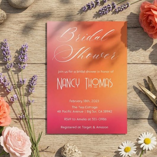 Invitation Baby Shower Rose Mariage