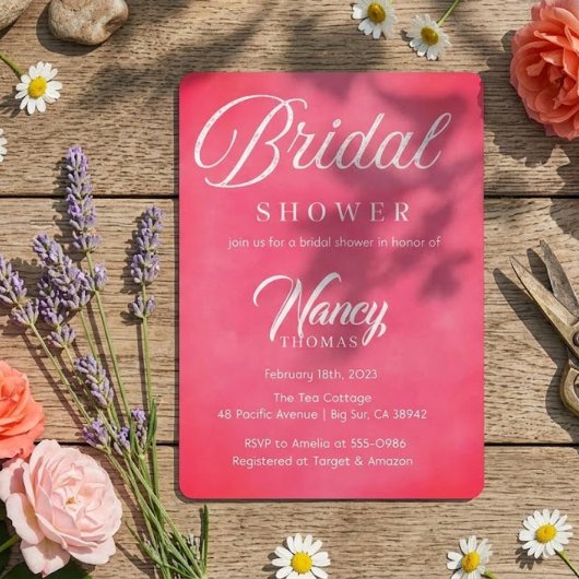 Invitation Baby Shower Rose Mariage