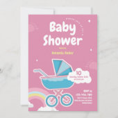 Invitation Baby shower rose mignon (Devant)