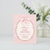 Invitation Baby shower rose mignon (Debout devant)