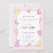 Invitation Baby shower rose mignon (Devant)
