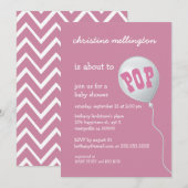 Invitation Baby shower rose mignon avec le ballon pour la (Devant / Derrière)