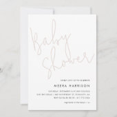 Invitation Baby shower rose minimaliste moderne (Devant)