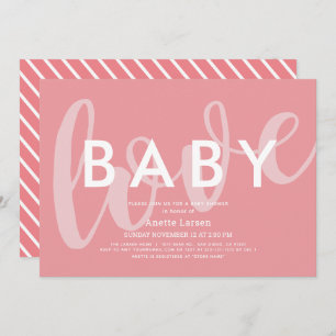 Invitation Baby shower rose minimaliste pour l'amour du bébé