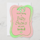 INVITATION baby shower - ROSE/MINT VERT/POLKA DOT (Devant)