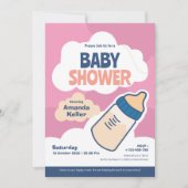 Invitation Baby shower rose moderne (Devant)