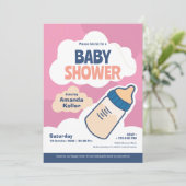 Invitation Baby shower rose moderne (Debout devant)