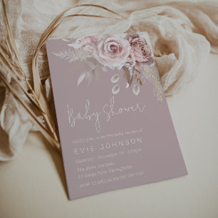 Invitation Baby shower Rose moderne Boho Dusty