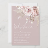 Invitation Baby shower Rose moderne Boho Dusty (Devant)