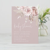 Invitation Baby shower Rose moderne Boho Dusty (Debout devant)
