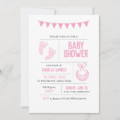 Invitation Baby shower rose moderne fille (Devant)