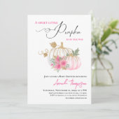 Invitation Baby shower rose or doux Little Citrouille (Debout devant)