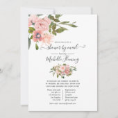 Invitation Baby shower rose or et flou floral par courrier (Devant)