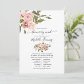 Invitation Baby shower rose or et flou floral par courrier (Debout devant)