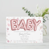 Invitation Baby shower Rose or rose Ballons Moderne Chic (Debout devant)
