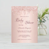 Invitation Baby shower rose or rousse parties scintillant gou (Debout devant)