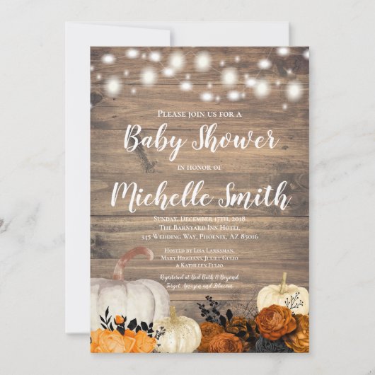 Invitation Baby shower Rose orangé d'Halloween (Devant)
