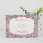Invitation Baby shower rose Paisley (Debout devant)