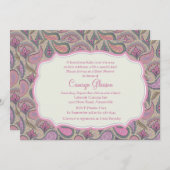 Invitation Baby shower rose Paisley (Devant / Derrière)