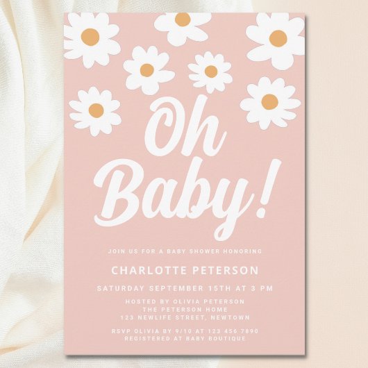 Invitation Baby shower rose pâle