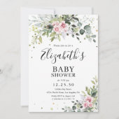 Invitation Baby shower rose pâle (Devant)