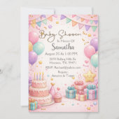 Invitation Baby Shower Rose Pâle Douce (Devant)