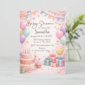Invitation Baby Shower Rose Pâle Douce (Debout devant)