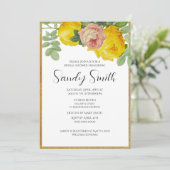 Invitation Baby Shower Rose Pâle et Jaune Élégant  (Debout devant)