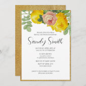 Invitation Baby Shower Rose Pâle et Jaune Élégant  (Devant / Derrière)