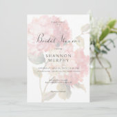 Invitation Baby Shower Rose Pâle Hydrangea Moderne (Debout devant)