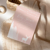 Invitation Baby shower rose pâle Russe de cerf d'hiver