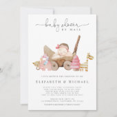 Invitation Baby shower Rose Par Mail Girl Boho Longue Distan (Devant)