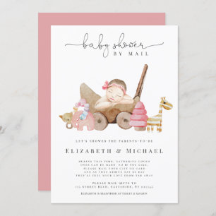Invitation  Baby shower Rose Par Mail Girl Boho Longue Distan