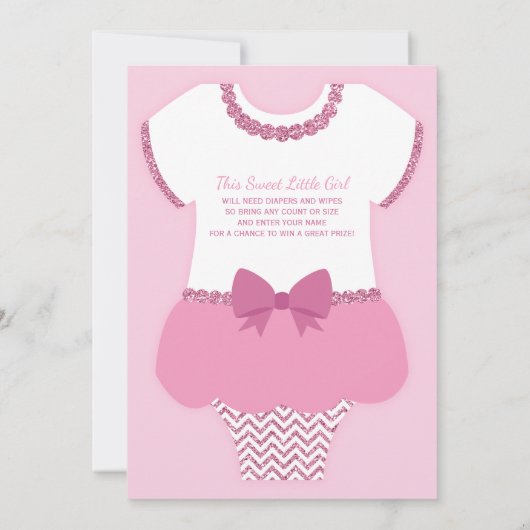 Invitation Baby shower rose, Parties scintillant F (Dos)